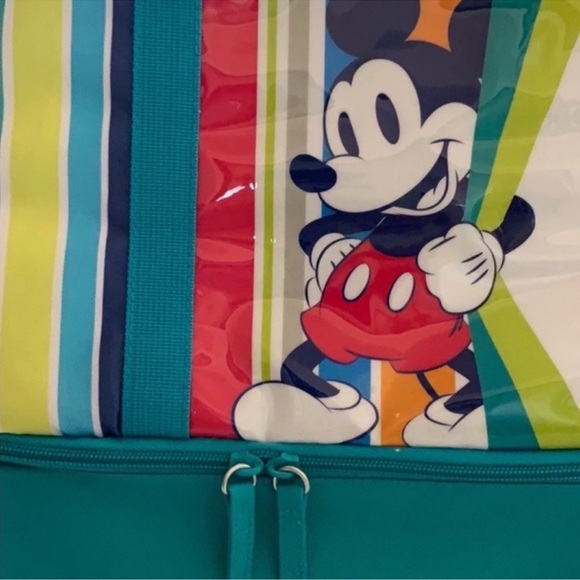 DISNEY MULTICOLOR STRIPED MICKEY MOUSE INSULATED COOLER TOTE BAG - Picture 4 of 9